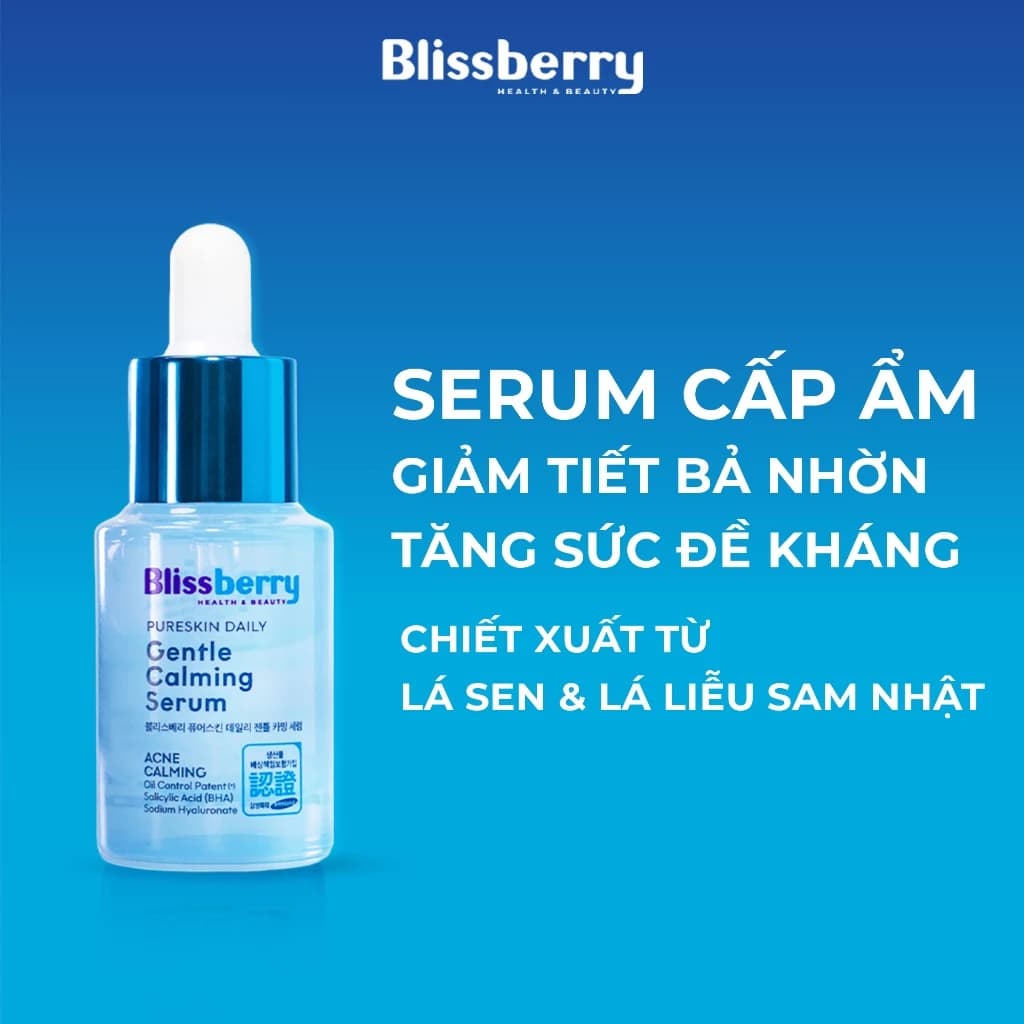 Serum BHA cấp ẩm kiềm dầu Blissberry Pureskin Daily Gentle Calming 15ml