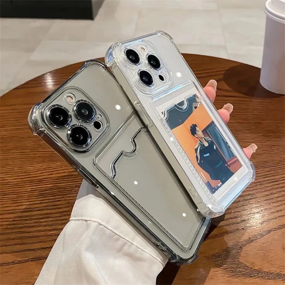 Ốp Điện Thoại tpu Mềm Trong Suốt Chống Sốc Dạng Ví Đựng Thẻ Cho iphone 15 14 13 12 11 pro max 8 7 plus